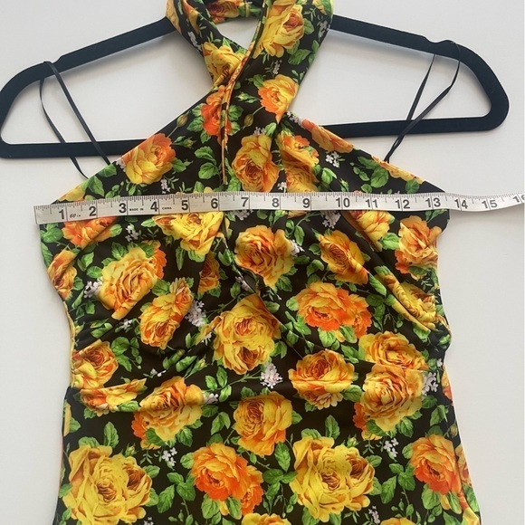 Zara Floral Halter Bodysuit Black Yellow Roses Size S - Picture 11 of 14